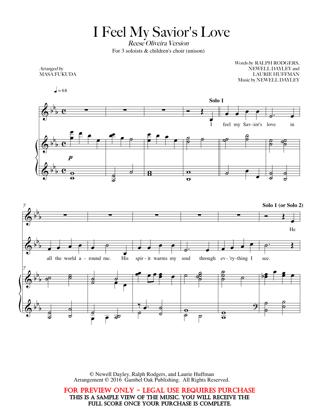 s music violin sheet blend Oak My Savior's Publishing, I  Love Gambel  Inc. Feel